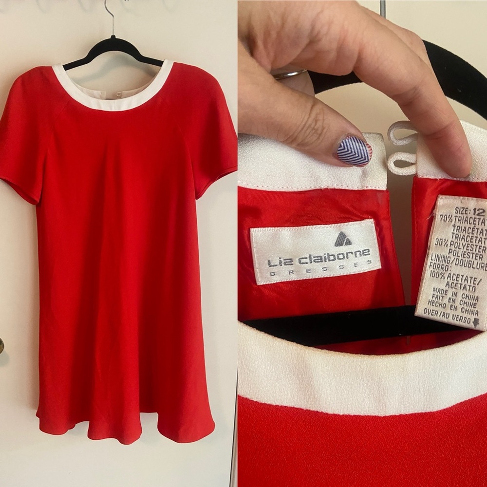 vintage Liz Claiborne Red and White Dress
